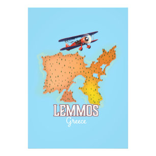 Impression Photo Affiche de voyage illustrée de la carte grecque de
