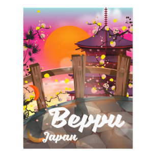 Impression Photo Affiche de voyage japonaise Beppu