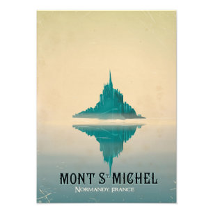 Impression Photo affiche de voyage mont st michel vintage