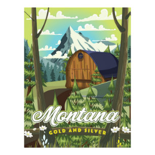 Impression Photo Affiche de voyage Montana "Or et argent"
