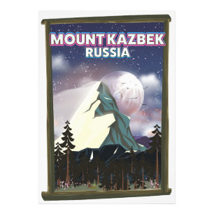 Impression Photo Affiche de voyage russe du Mont Kazbek.