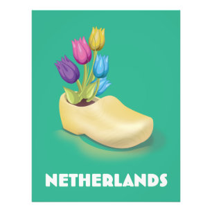 Impression Photo Affiche de voyage Sabot néerlandais et fleurs