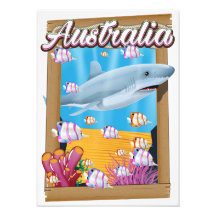 Affiche de voyage sous-marine de requin en Austral