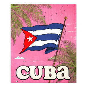 Impression Photo Affiche de voyage vintage du drapeau cubain