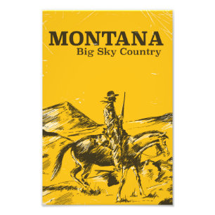 Impression Photo Affiche de voyage vintage Montana Big sky Country