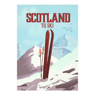 Impression Photo Affiche de voyage vintage Scotland To Ski