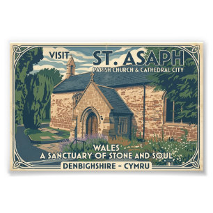 Impression Photo Affiche de voyage vintage St Asaph Pays de Galles 
