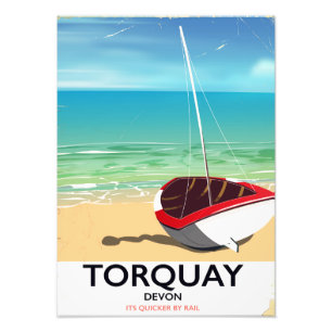 Impression Photo Affiche de voyage vintage Torquay Devon bord de me
