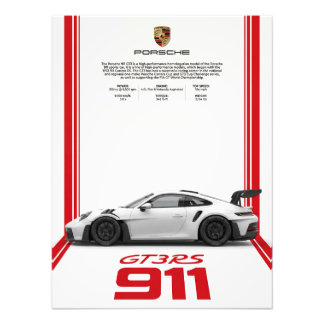 Impression Photo Affiche des caractéristiques de la Porsche 911 GT3