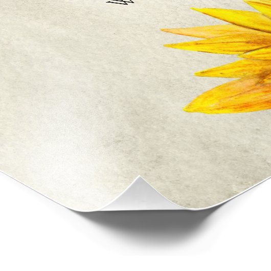 Impression Photo Affiche du menu mariage de tournesol. Menu rustiqu (Coin)