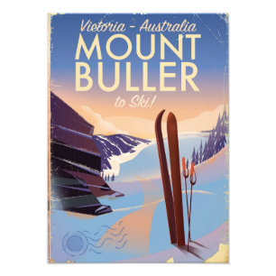 Impression Photo Affiche du ski vintage Mount Buller Australia