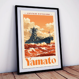 Impression Photo Affiche maritime vintage du cuirassé japonais Yama