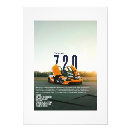 Impression Photo Affiche Mclaren 720s (Devant)