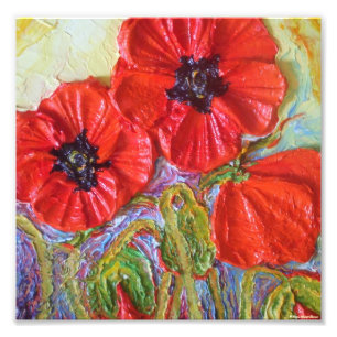 Impression Photo Affiche rouge de beaux-arts des pavots II de Paris