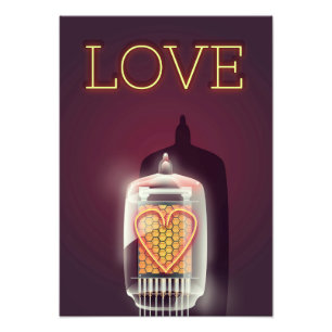 Impression Photo Affiche vintage 'Amour' Tube Nixie