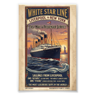 Impression Photo Affiche vintage White Star Line Olympic & Titanic