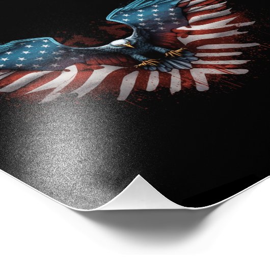 Impression Photo aigle avec drapeau américain (Coin)