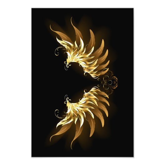 Impression Photo Ailes d'Ange d'or sur arrière - plan noir (Devant)