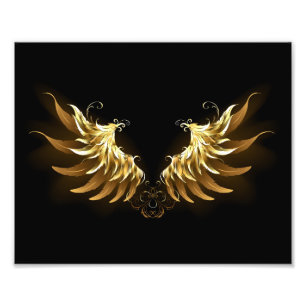 Impression Photo Ailes d'Ange d'or sur arrière - plan noir