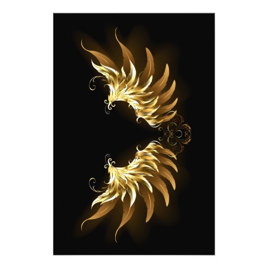Impression Photo Ailes d'Ange d'or sur arrière - plan noir (Devant)