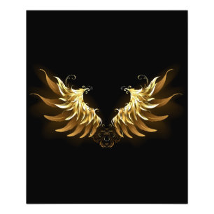 Impression Photo Ailes d'Ange d'or sur arrière - plan noir