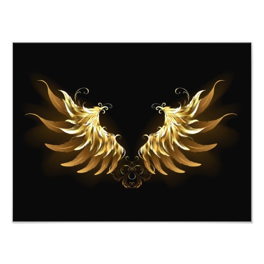 Impression Photo Ailes d'Ange d'or sur arrière - plan noir (Devant)