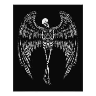 Impression Photo Ailes d'ange squelettiques en noir et blanc