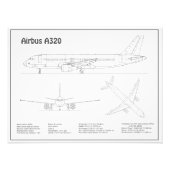 Impression Photo Airbus A320 - Dessins de plans de l'avion BD (Devant)