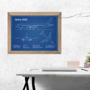 Impression Photo Airbus A320 - Plans de dessin de plan d'avion AD