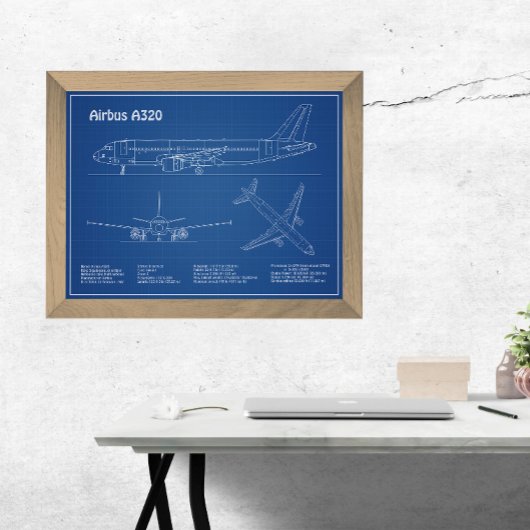 Impression Photo Airbus A320 - Plans de dessin de plan d'avion AD