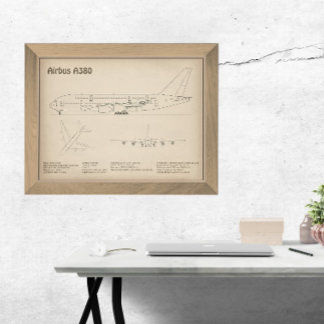 Impression Photo Airbus a380 - Plan de dessin du plan directeur de 