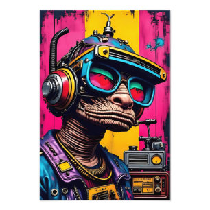 Impression Photo Alien Cyberpunk rétro - Neon Streetwear Sci-Fi Art