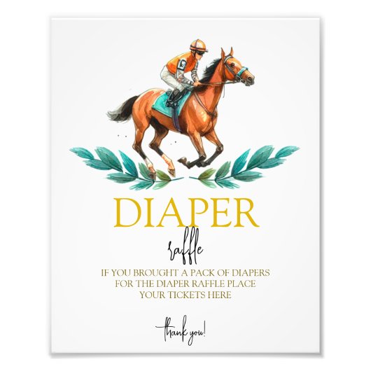 Impression Photo Aller Baby Go, Cheval Vert Course Diaper Raffle Si (Devant)