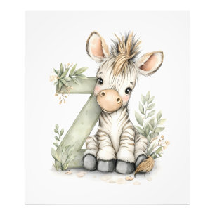 Impression Photo Alphabet Animaux Bébés Aquarelle Mignons Zèbre