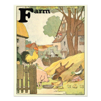 Impression Photo Alphabet illustré d'animaux de ferme