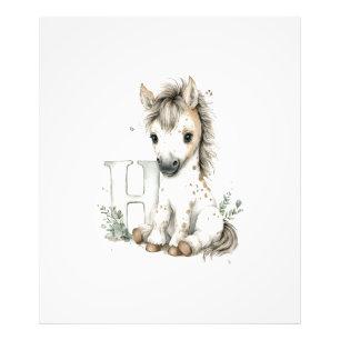 Impression Photo Alphabet mignon en aquarelle des bébés animaux Che