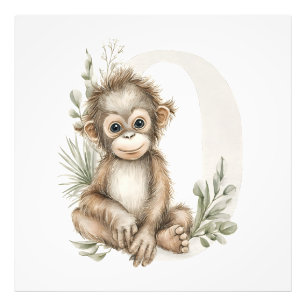 Impression Photo Alphabet mignon en aquarelle des bébés animaux Ora