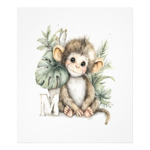 Impression Photo Alphabet mignon en aquarelle des bébés animaux Sin