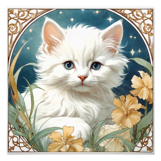 Impression Photo Alphonse Mucha Art Nouveau Kitten (Devant)
