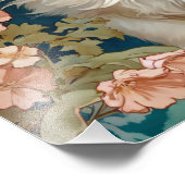 Impression Photo Alphonse Mucha Style Chat blanc (Coin)