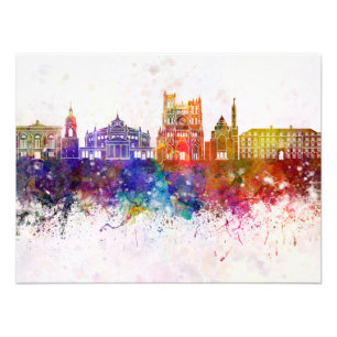 Impression Photo Amiens skyline in background watercolor