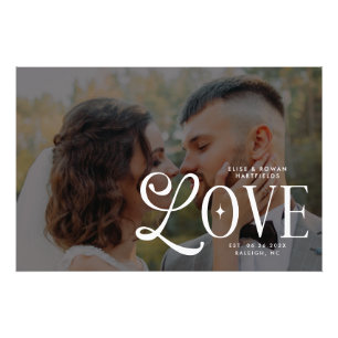 Impression Photo Amour Moderne Monogramme de Mariage Personnalisé p