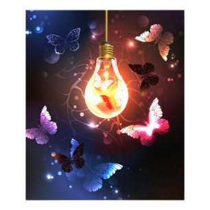 Impression Photo Ampoule lumineuse avec papillons nocturnes