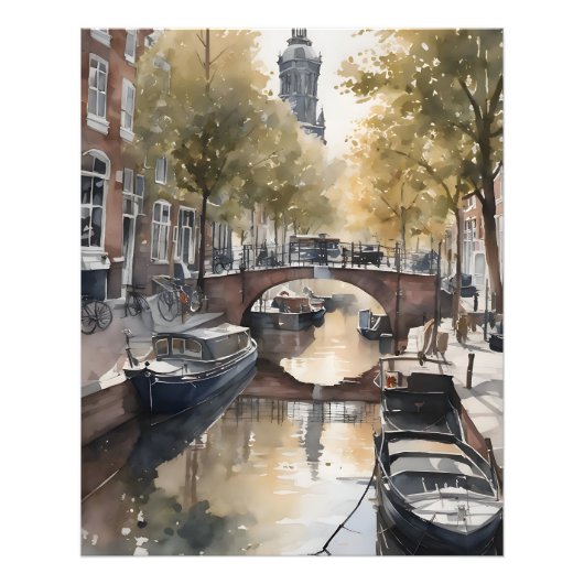 Impression Photo Amsterdam aquarelle (Devant)