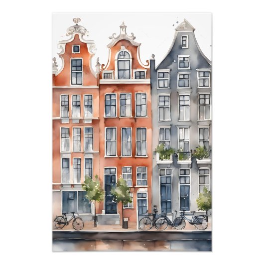Impression Photo Amsterdam aquarelle (Devant)