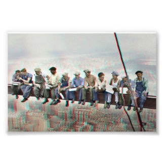 Impression Photo Anaglyph 3D Photo- Lunch atop Skyscraper New York