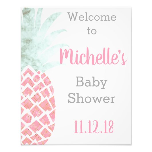 Impression Photo Ananas Baby shower tropical Affiche de bienvenue (Devant)