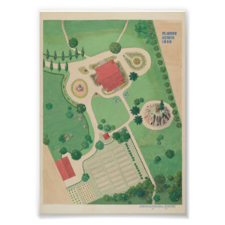 Impression Photo Ancienne affiche de plan de jardin