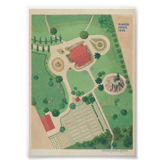 Impression Photo Ancienne affiche de plan de jardin (Devant)