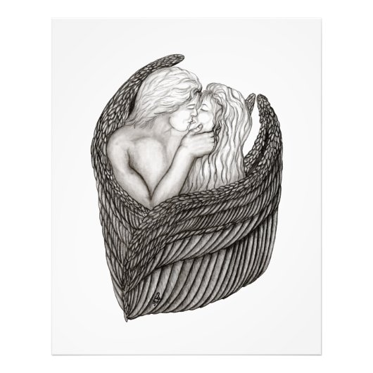 Impression Photo Angels Kissing, noir et blanc Design (Devant)